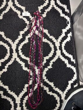 Premier Designs Pink and Black Multi-Strand Beaded Necklace